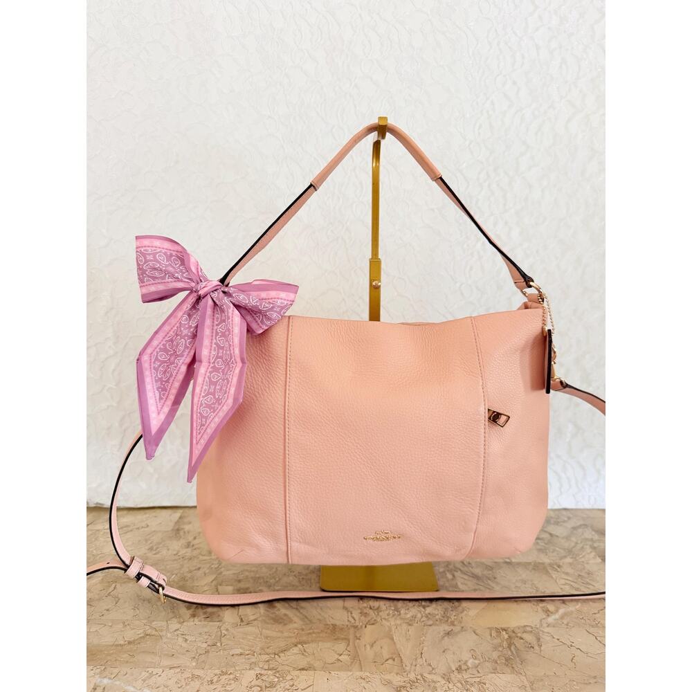 Coach Phoebe petal pink pebble leather hobo shoulder bag F35809
